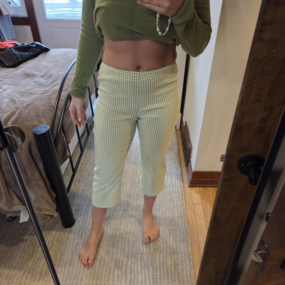 Smart Set Light Green and White Gingham Pants